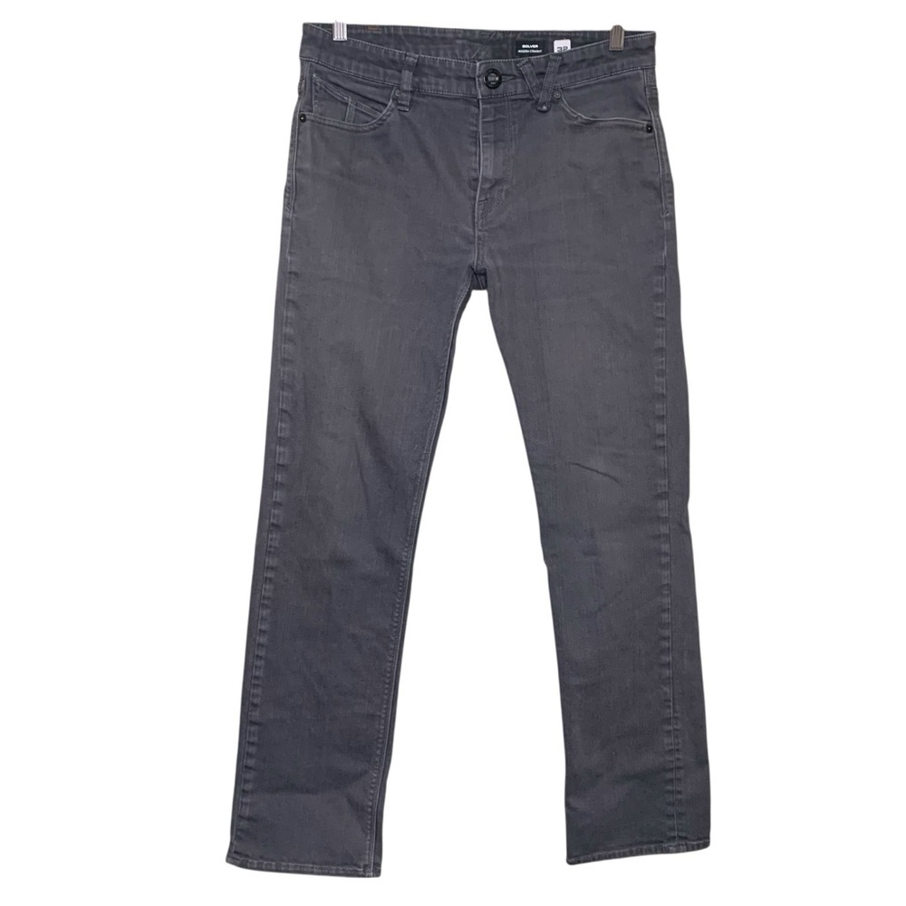 Volcom Solver Dark Gray Straight Jeans Sz 32"X30" Modern casual Preppy Denim